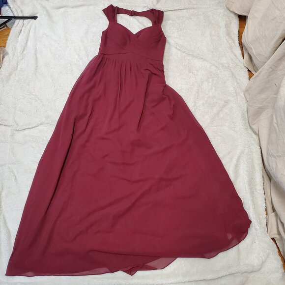 NWT Azazie Rainer Cabernet Red Chiffon Sleeveless Formal Occassion Maxi Dress 10 - Picture 1 of 8